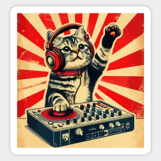 Funny Deejay House Cat Retro Vintage Sticker